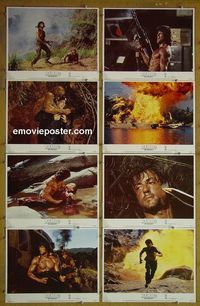 m540 RAMBO FIRST BLOOD 2 complete set of 8 lobby cards '85 Sylvester Stallone