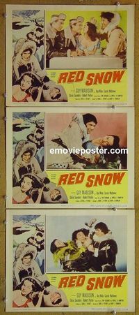 n189 RED SNOW 3 lobby cards '52 Guy Madison, Ray Mala
