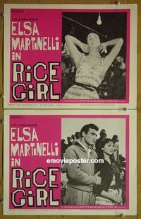 n358 RICE GIRL 2 lobby cards '63 Elsa Martinelli
