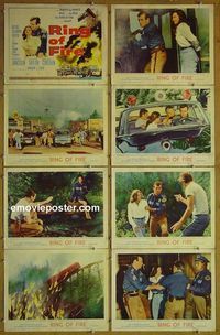 m549 RING OF FIRE complete set of 8 lobby cards '61 David Janssen, Joyce Taylor