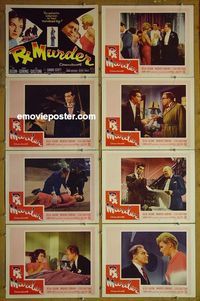 m566 RX MURDER complete set of 8 lobby cards '58 Marius Goring, crazy doc!