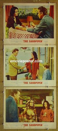 n192 SANDPIPER 3 lobby cards '65 Liz Taylor, Richard Burton