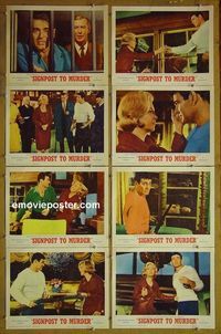 m589 SIGNPOST TO MURDER complete set of 8 lobby cards '65 all killers?