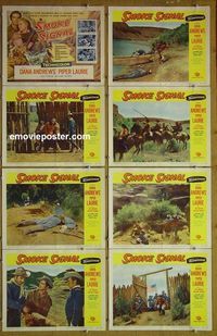 m595 SMOKE SIGNAL complete set of 8 lobby cards '55 Dana Andrews, Piper Laurie