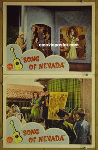 n374 SONG OF NEVADA 2 lobby cards '44 Roy Rogers, Dale Evans