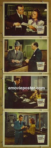 n124 STRANGE TRIANGLE 4 lobby cards '46 Signe Hasso, Foster