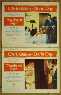 n385 TEACHER'S PET 2 lobby cards '58 Gable, Mamie Van Doren