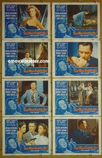 m637 THEY WON'T BELIEVE ME complete set of 8 lobby cards R54 Hayward, Greer