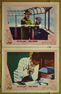 n390 THIEF 2 lobby cards '52 Ray Milland silent movie!