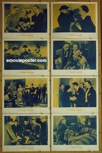 m638 THIN MAN complete set of 8 lobby cards R62 William Powell, Myrna Loy
