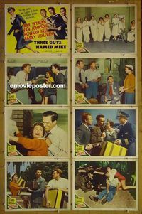 m644 THREE GUYS NAMED MIKE complete set of 8 lobby cards '51 Jane Wyman