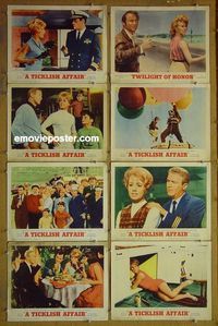 m646 TICKLISH AFFAIR complete set of 8 lobby cards '63 Shirley Jones, Gig Young