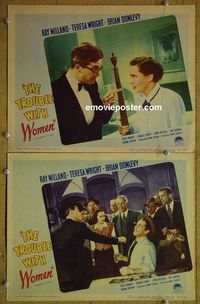 n393 TROUBLE WITH WOMEN 2 lobby cards '46 Ray Milland, Wright