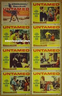 m671 UNTAMED complete set of 8 lobby cards '55 Tyrone Power, Susan Hayward