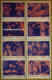 m681 VERA CRUZ complete set of 8 lobby cards R60s Gary Cooper, Burt Lancaster