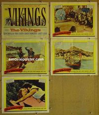 n057 VIKINGS 5 lobby cards '58 Kirk Douglas, Tony Curtis