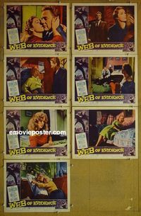m898 WEB OF EVIDENCE 7 lobby cards '59 Van Johnson, Vera Miles