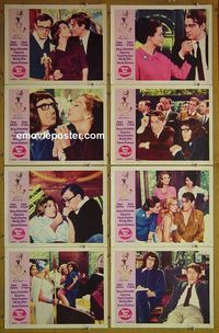 m696 WHAT'S NEW PUSSYCAT complete set of 8 lobby cards '65 Woody Allen, Sellers