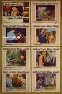 m708 WOMAN OBSESSED complete set of 8 lobby cards '59 Susan Hayward, Stephen Boyd