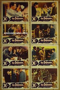 m716 X THE UNKNOWN complete set of 8 lobby cards '57 spooky Hammer sci-fi!