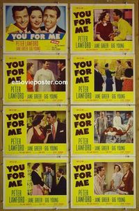 m719 YOU FOR ME complete set of 8 lobby cards '52 Peter Lawford, Jane Greer