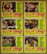 n011 YOUNG MAN WITH IDEAS 6 lobby cards '52 Glenn Ford, Roman