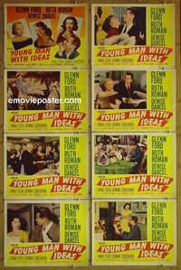 m723 YOUNG MAN WITH IDEAS complete set of 8 lobby cards '52 Glenn Ford, Roman
