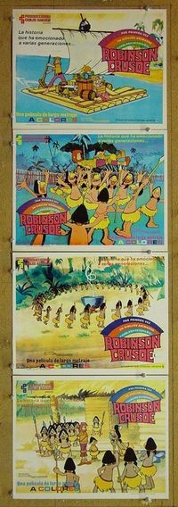 n064 ADVENTURES OF ROBINSON CRUSOE 4 Mexican lobby cards '78
