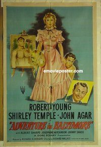 r022 ADVENTURE IN BALTIMORE one-sheet movie poster '49 Shirley Temple