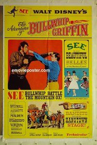 r023 ADVENTURES OF BULLWHIP GRIFFIN one-sheet movie poster '66 Disney