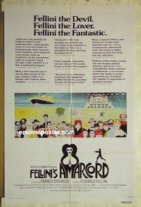 r048 AMARCORD one-sheet movie poster '74 Fellini classic comedy!