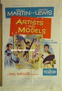 r087 ARTISTS & MODELS one-sheet movie poster '55 Dean Martin, Lewis