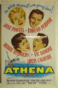 r096 ATHENA one-sheet movie poster '54 Jane Powell, Debbie Reynolds