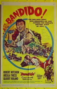 r125 BANDIDO one-sheet movie poster '56 Robert Mitchum, Thiess