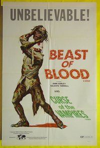 r142 BEAST OF BLOOD/CURSE OF THE VAMPIRES one-sheet movie poster '70