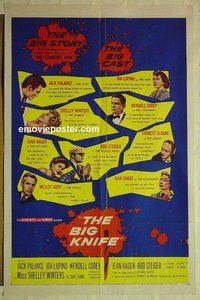 r182 BIG KNIFE one-sheet movie poster '55 Jack Palance, Ida Lupino