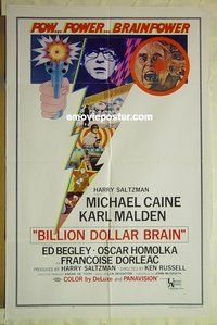 r187 BILLION DOLLAR BRAIN one-sheet movie poster '67 Michael Caine