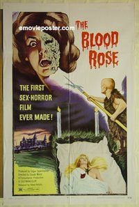 r216 BLOOD ROSE one-sheet movie poster '70 1st sex-horror!