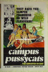 r325 CAMPUS PUSSYCATS one-sheet movie poster '74 sexploitation!