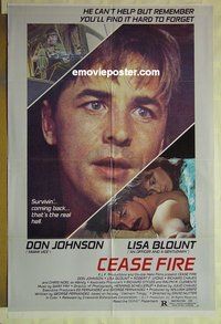 r368 CEASE FIRE one-sheet movie poster '85 Don Johnson, Vietnam War!