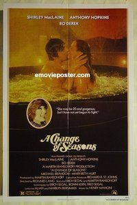 r377 CHANGE OF SEASONS one-sheet movie poster '80 Bo Derek, Anthony Hopkins