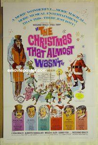 r412 CHRISTMAS THAT ALMOST WASN'T one-sheet movie poster '66 Brazzi