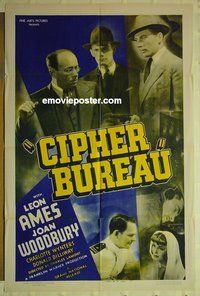 r417 CIPHER BUREAU one-sheet movie poster '38 Leon Ames, Charlotte Wynters