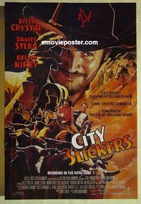 r424 CITY SLICKERS advance one-sheet movie poster '91 Billy Crystal, Stern