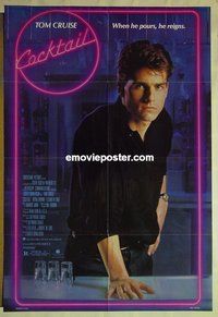 r443 COCKTAIL one-sheet movie poster '88 Tom Cruise, Elisabeth Shue