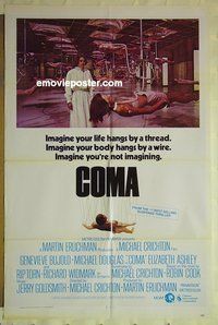 r453 COMA int'l style one-sheet movie poster '77 Bujold, Michael Douglas