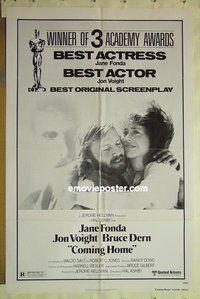 r461 COMING HOME 'Academy Awards' one-sheet movie poster '78 Fonda, Voight