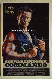 r464 COMMANDO one-sheet movie poster '85 'Let's Party' style!