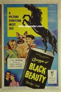 r478 COURAGE OF BLACK BEAUTY one-sheet movie poster '57 Johnny Crawford