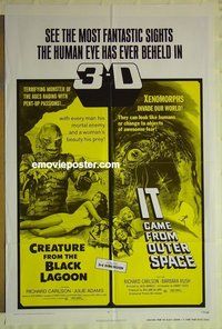 r482 CREATURE FROM BLACK LAGOON/IT CAME FROM OUTERSPACE one-sheet movie poster '72